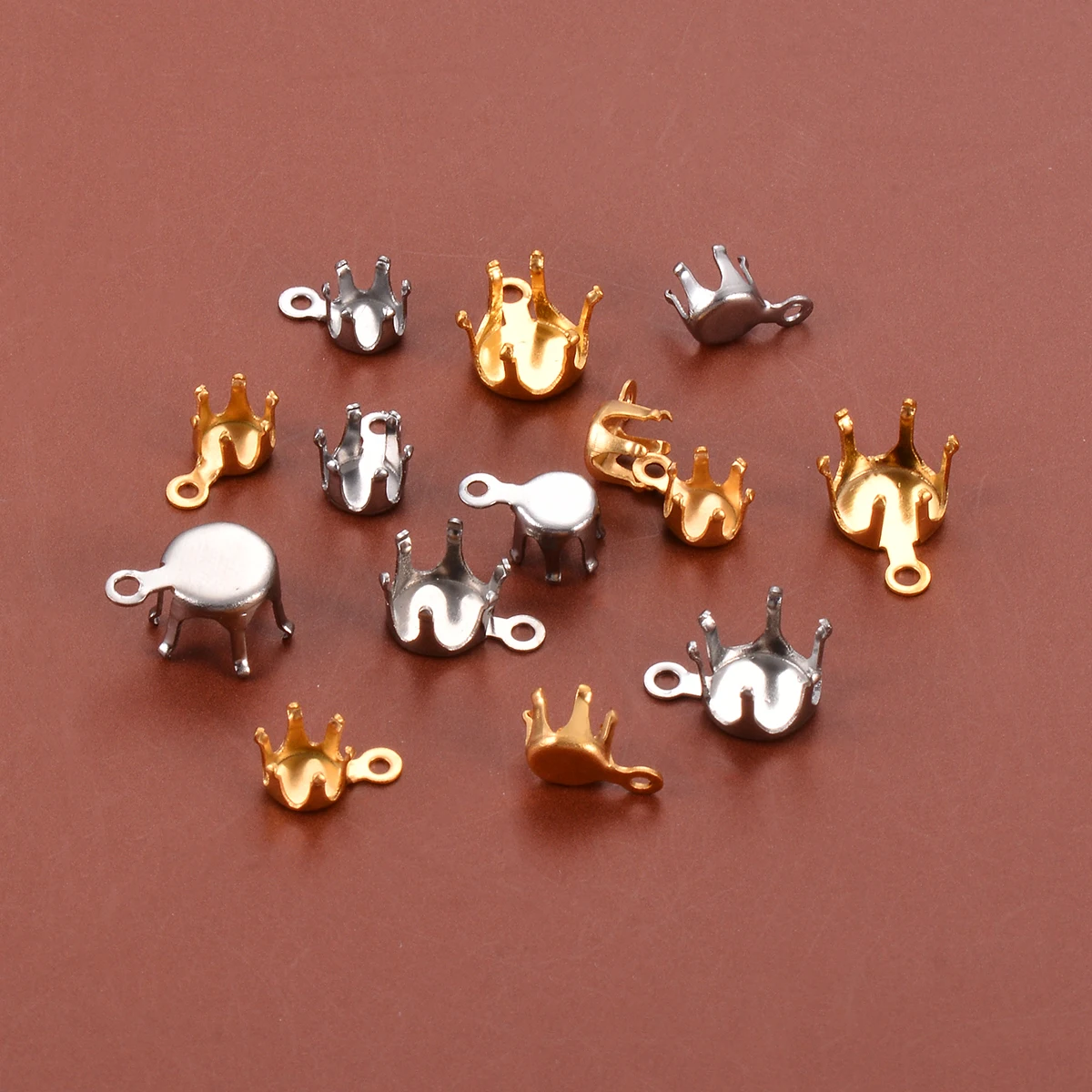 30 Pz/lotto Artiglio In Acciaio Inox Base Impostazione Catenacci Pendenti E Ciondoli 5/6/7/8mm Per Strumenti Di Creazione Di Gioielli Perline Di Strass Ciondolo FAI DA TE