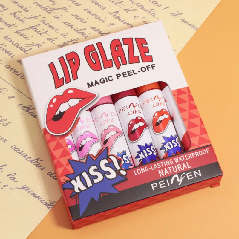 Amazing Tear Off Lip Gloss Liquid Red Lipstick Does Not Fade or  Long-lasting Waterproofcup Set Box Tear Off Lip Mask Cosmetic 3