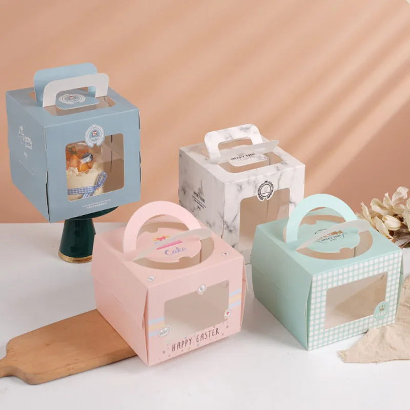 10Pcs Portable Handle Cake Boxes with Clear Window, Cupcake Pastry Cookie Dessert Packa... - SKU PHCB2332 - UGI Packaging