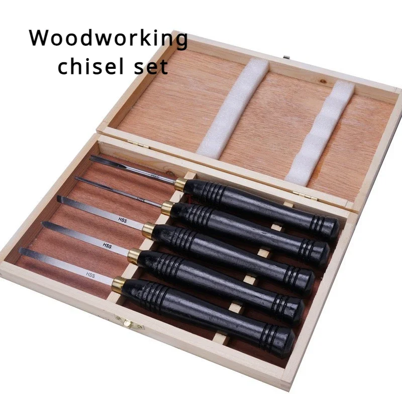 Woodwork Chisel Chromium Vanadium Alloy Steel Woodworking Special Carving Tool 5 Piece Set Wooden Box Packaging Carving Knife