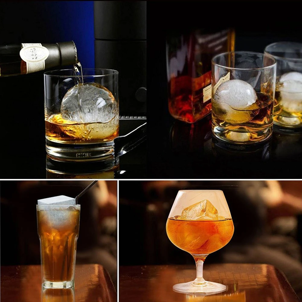 Premium Round & Square Ice Cube Mold for Chilled Whiskey & Cocktails