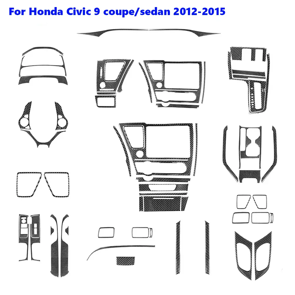 Pegatina Interior de fibra de carbono para coche, Panel de puerta de cambio de marchas, para Honda Civic 9th Coupe/Sedan 2012, 2013, 2014, 2015