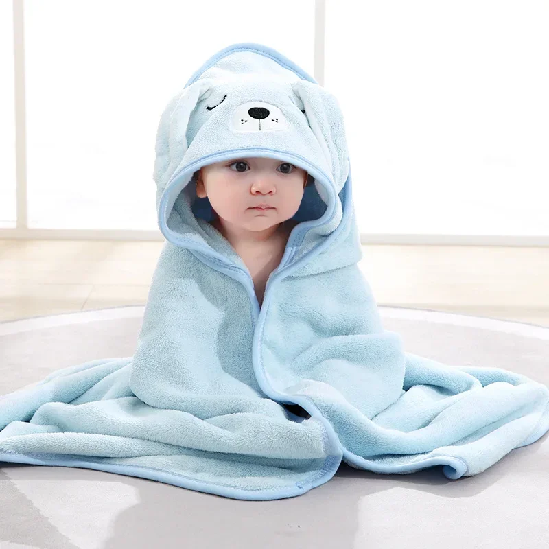 Cozy Cartoon Hooded Baby Bathrobe & Swaddle Blanket