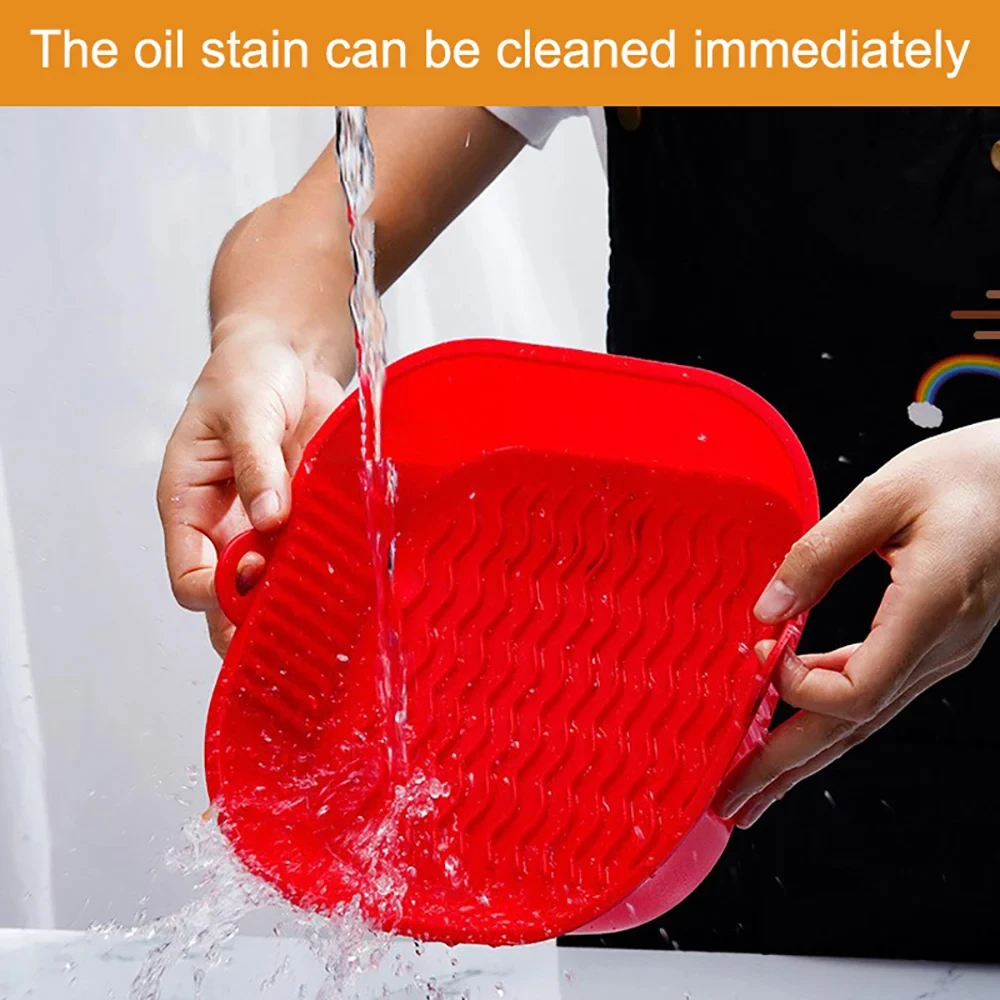 Silicone Air Fryer Pot Tray Food Safe Reusable Square BBQ Barbecue Pad Plate Airfryer Oven Baking Mold Basket Pan for Kitchen 5