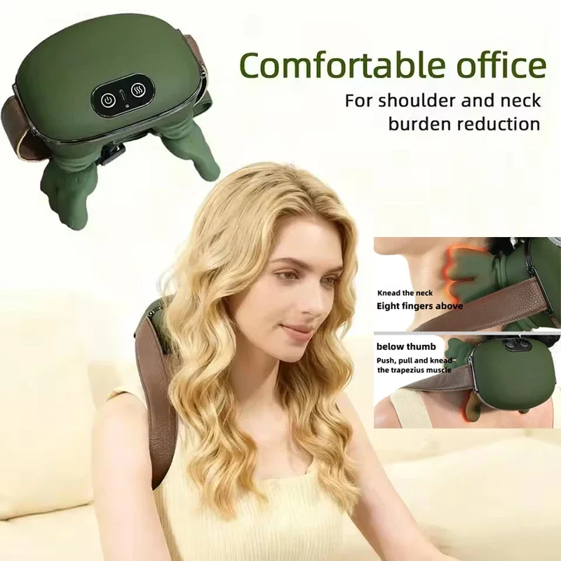 Bionic Neck Shoulder Massager Heated Back Massagers Electric Kneading Muscles Massage Pillow Neck Waist Leg Body 3-Level Modes