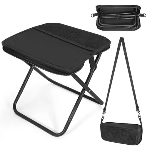 Portable Folding Chair, Lightweight Iron Alloy Frame, Foldable Outdoor Camping Picnic Bench, Handbag Included, Ideal for Fishing