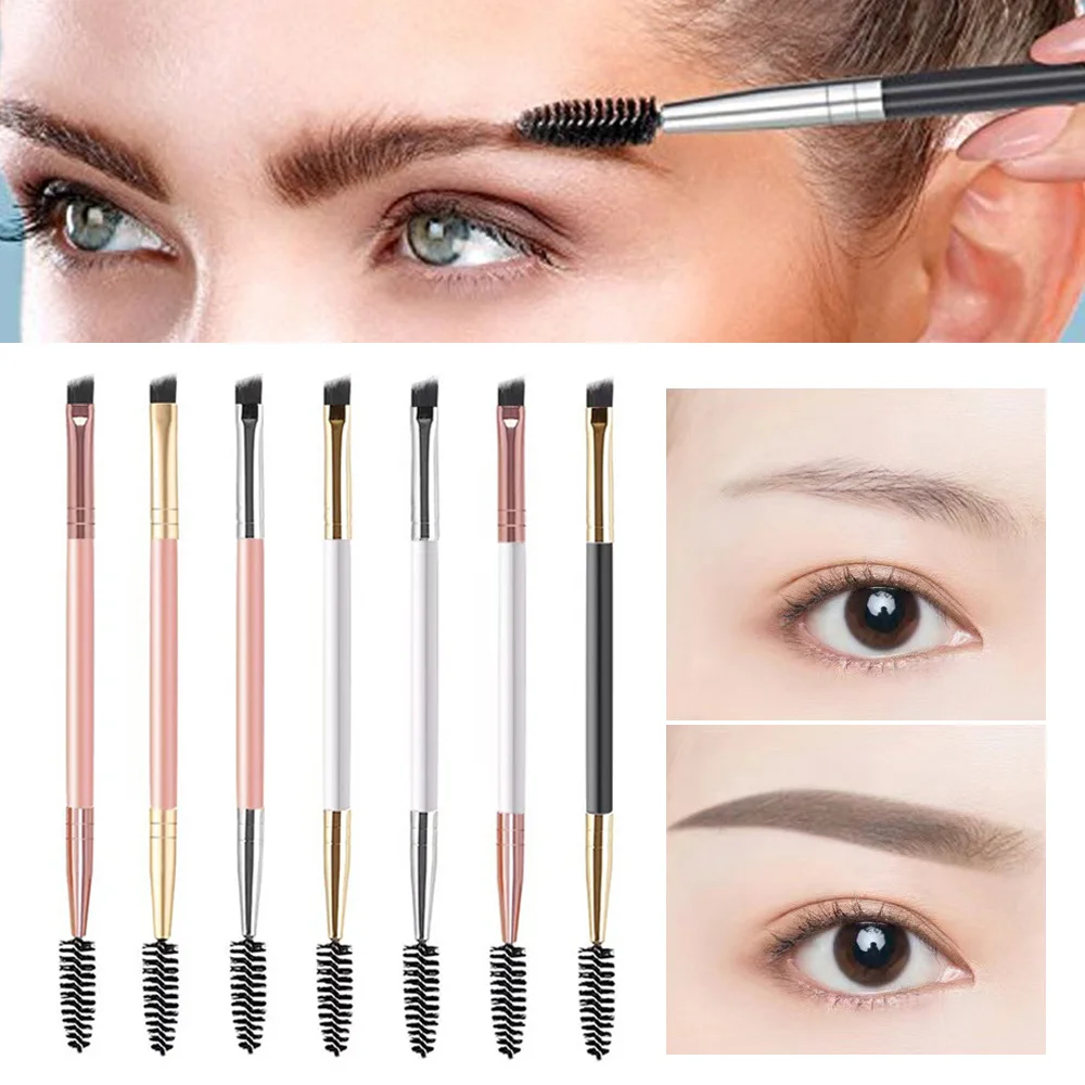 

New 1PC Double Head Makeup Eyebrow Brush Double Sided Blending Eye Eyebrow Flat Angled Make Up Brush Eyelash Comb Tool YZL1