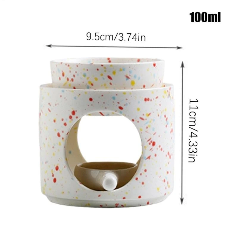 Bunte Dot -Keramiköl -Wärmer -Brenner mit Teelichtlöffel Aromen Diffusor B03E – Detail 7