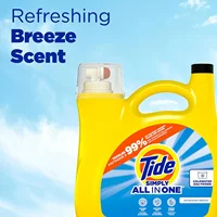Liquid Laundry Detergent, Refreshing Breeze, 168 oz, 128 Loads, Tide Liquid Laundry Detergent, Laundry Soap