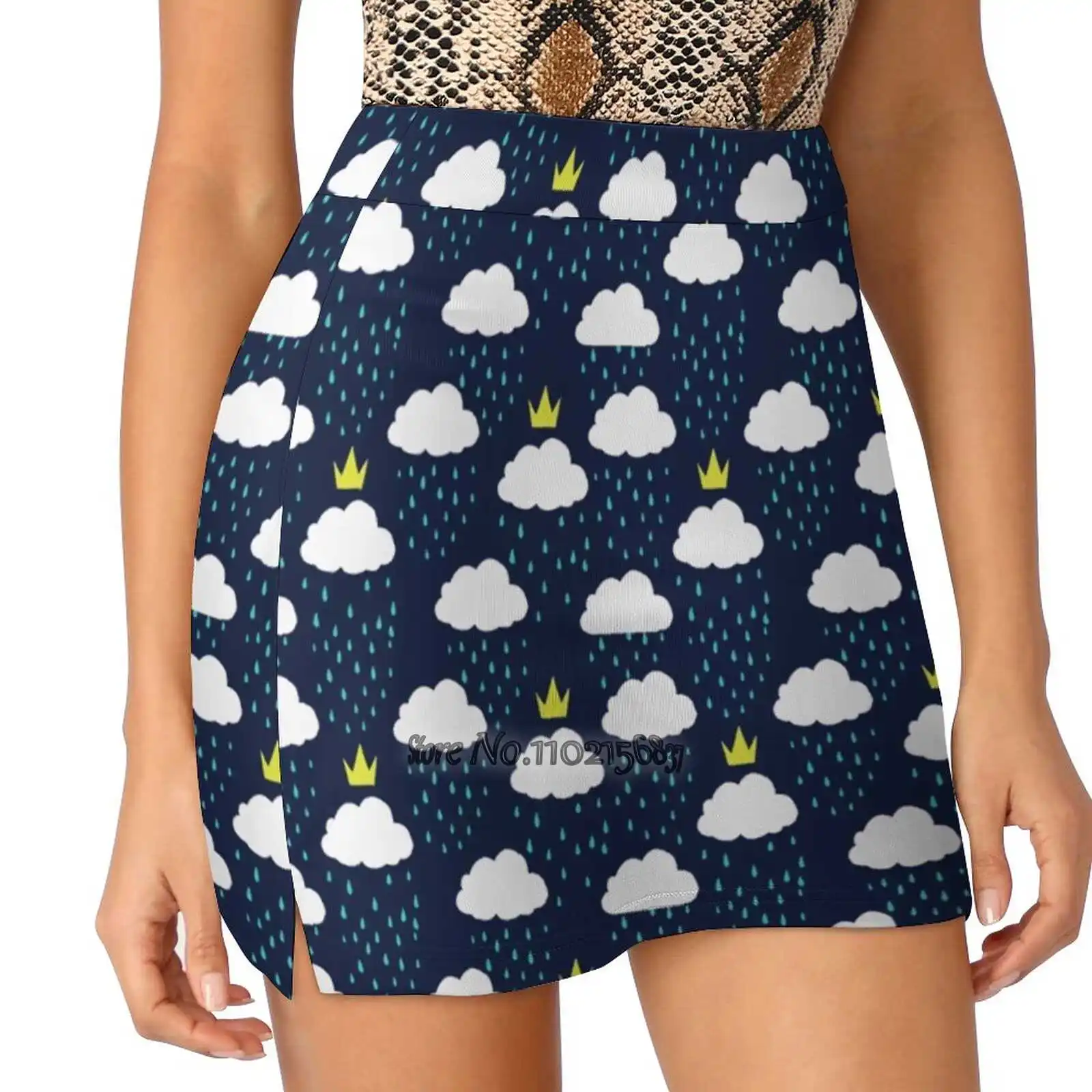 

Royal Rain Clouds Women Mini Skirt Two Layers With Pocket Skirts Sport Fitness Running Skorts Cloud Clouds Rain Crown Royal