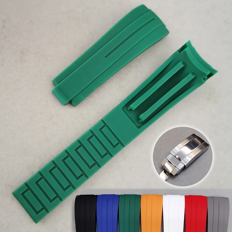 

Rubber Watch Strap for Rolex for Water Ghost Wristband 20mm Bracelet for Oysterflex Curved End Watchband Silicone Men Sport Belt