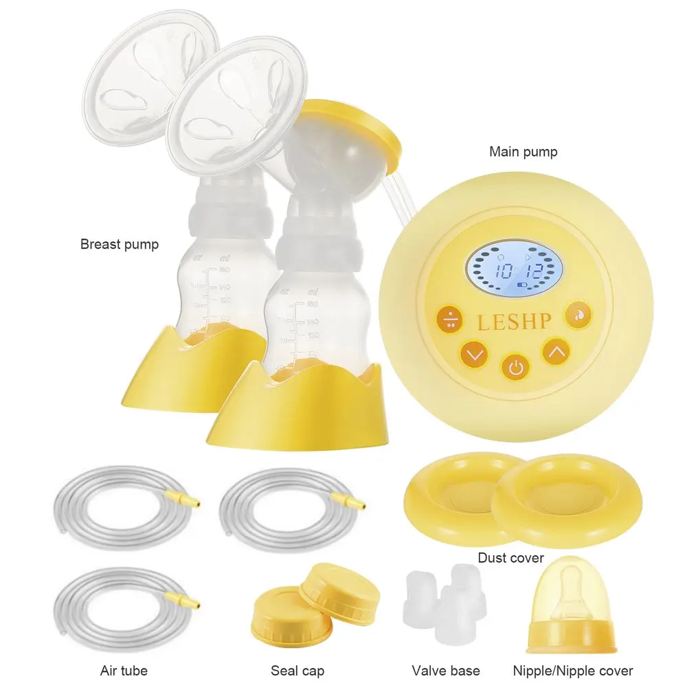 LESHP Double Side Electric Breast Pump with Milk Bottle Baby Feeding Large Suction Milk Pump Nipple Suction Baby Care