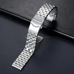 Stainless Steel Universal Watchband Strap - Unisex Metal Bracelet Replacement - 22mm (Silver)