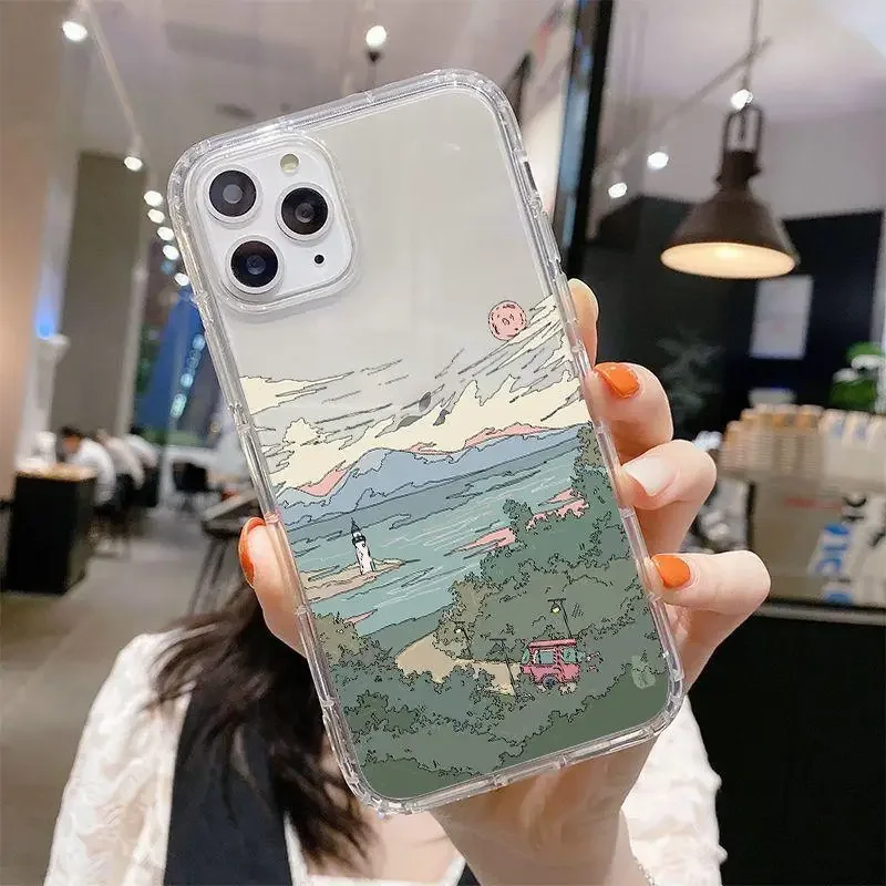 Anime Street Sunset Clouds Landscape Phone Case - Artistic and Stylish Protection Cover