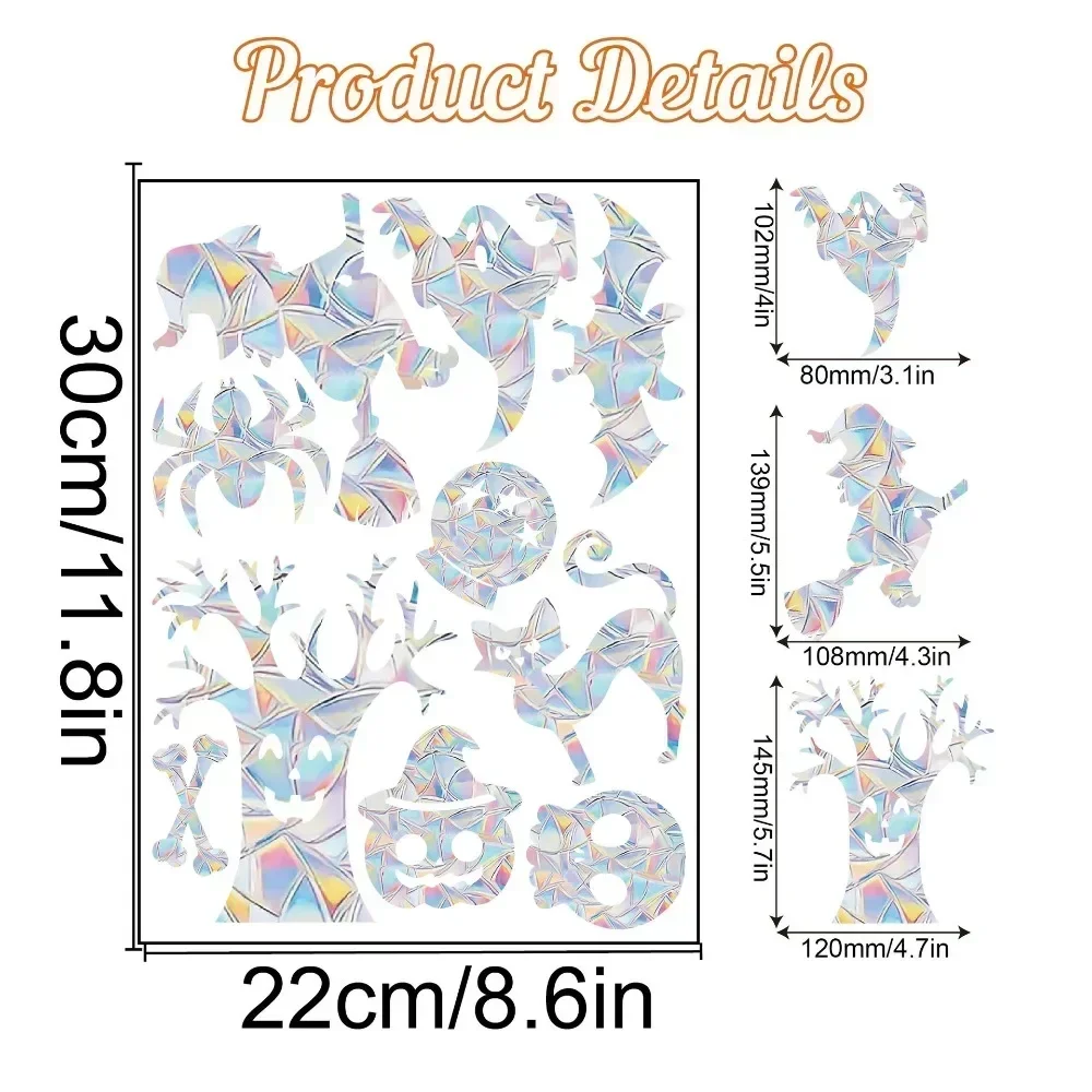 Halloween Window Stickers Sunshine Catcher Colorful Living Party Decoration Non-adhesive PVC Static Anti-collision Glass Sticker