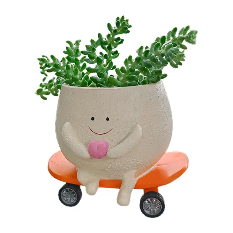 

Цветочный горшок с изображением лица, Подвижная головка для роликовых коньков, цветочные горшки, уникальный женский горшок с изображением улыбки, горшок для перемещения растений