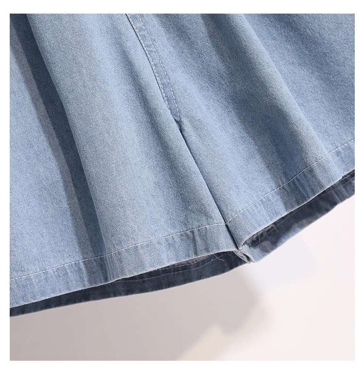 New 2024 Ladies Summer Plus Size hot pants For Women Large Loose Blue Cotton Wide Leg Denim Shorts 3XL 4XL 5XL Clothing