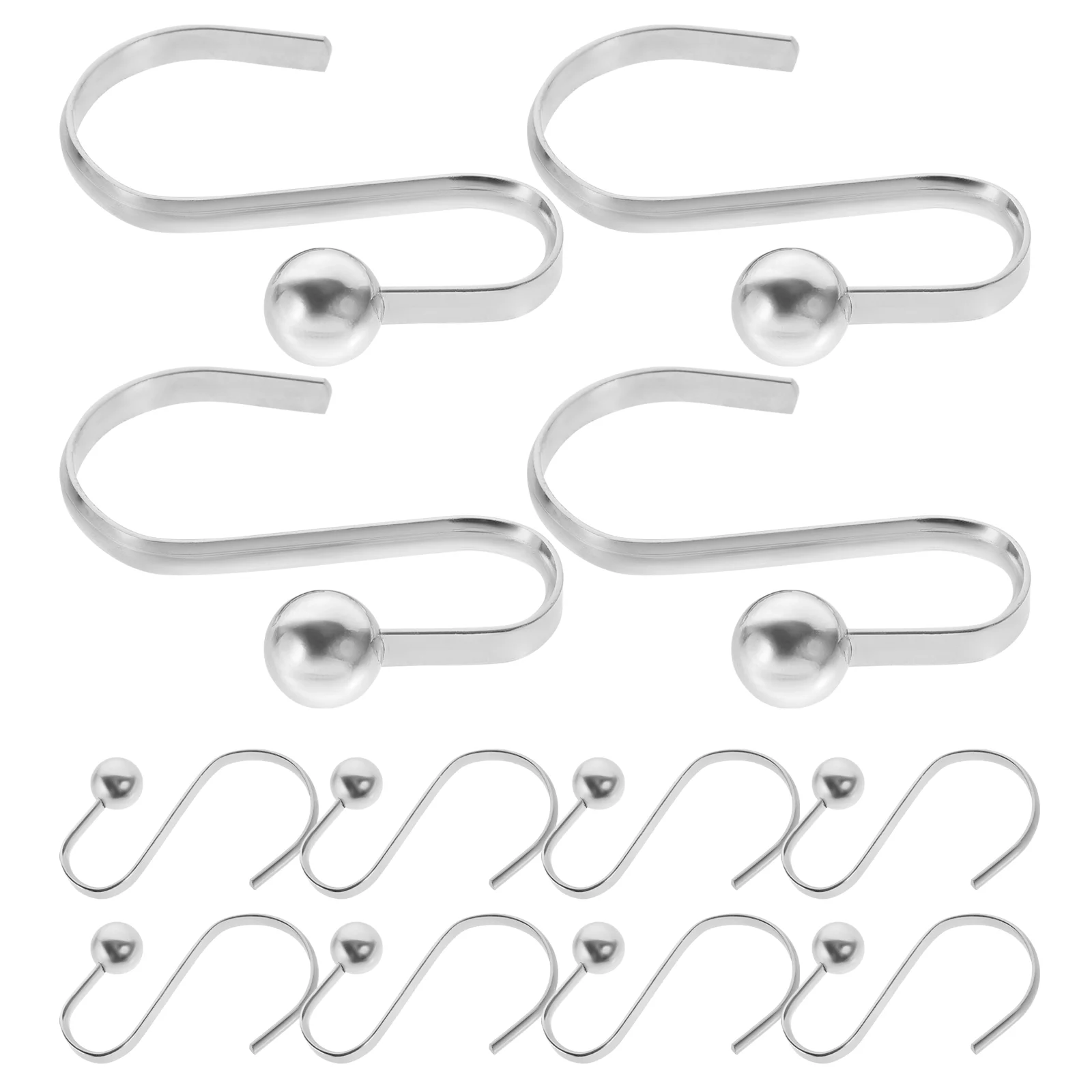 

12 Pcs S-shaped Flat Wire Shower Curtain Hook Metal Rings Hooks Bathroom Decore Rod Iron