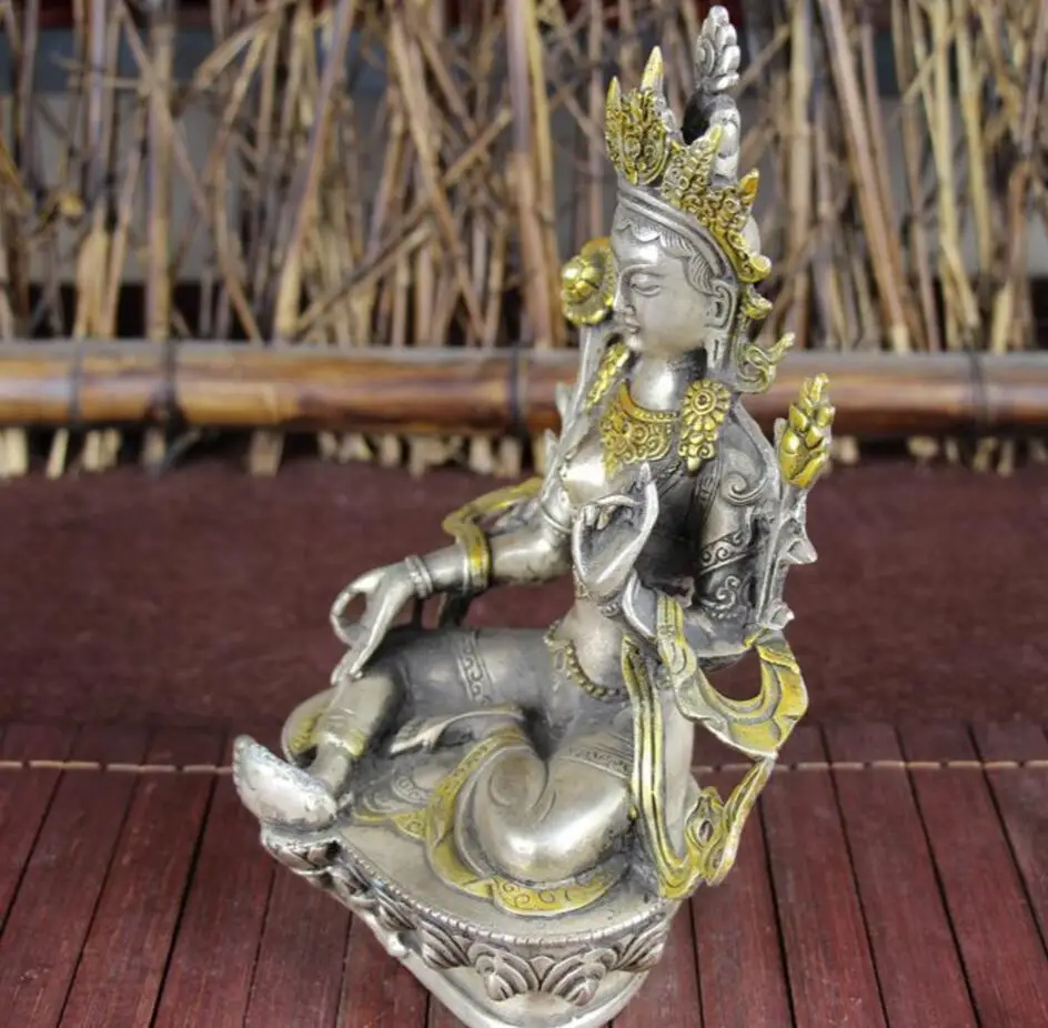 

Copper Statue Copper gilded silver study home furnishings Crafts orchid finger gilded gold Guanyin