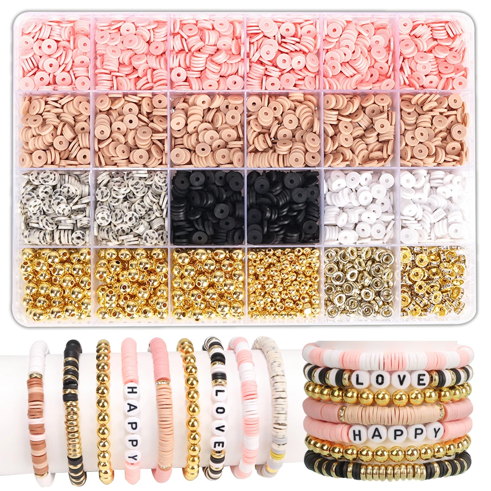 Boho Clay Beads Bracelet Kit Friendship Bracelet Making Kit for Women Golden  Beads Pink White Clay Beads for DIYJewelry Making - AliExpress