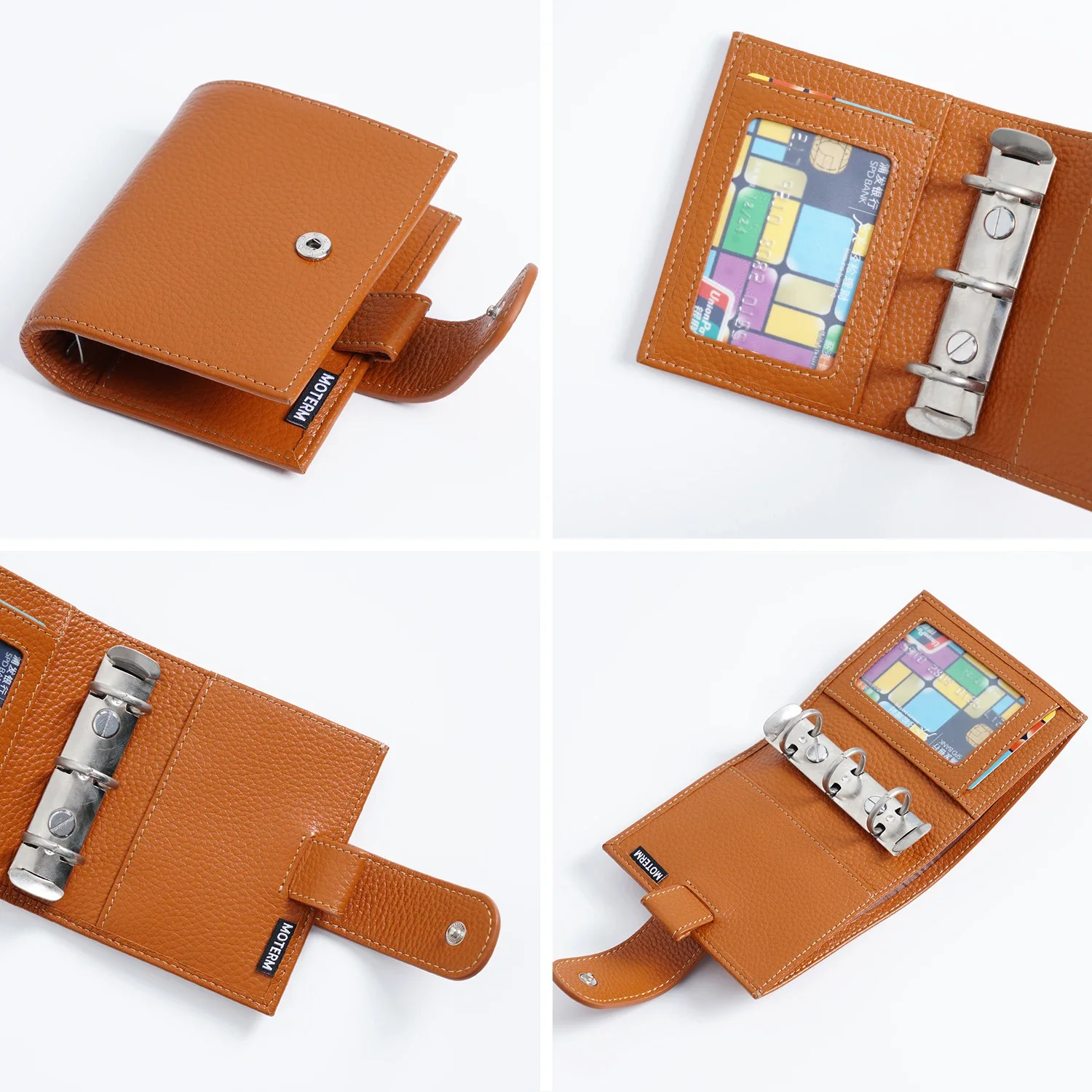 Moterm Regular A9 Size Rings Planner Pebbled Grain Cowhide 3-hole Mini Rings Notebook with 19MM Rings Organizer Journey Diary 3