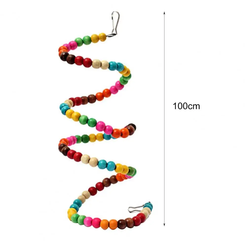 Parrot Bites Toy Wood Beads Bird Swing Fuuny Wear-resistant Spiral Ladder for Home 6