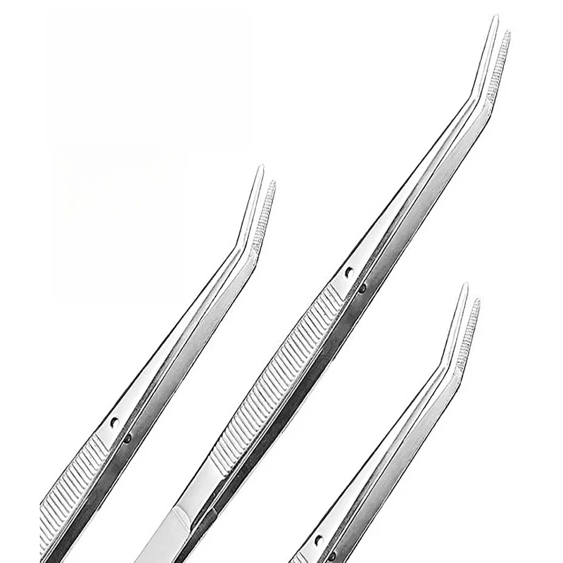 Dental Cotton Dressing Tweezers Stainless Steel Surgical Serrated Curved Tweezers Pincers Forceps Dentistry Instruments precision tweezers tweezer tool