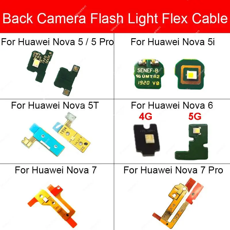 

Детали для фонарика Huawei Nova 5 5i 5T 5 Pro 6 7 7 Pro, маленькая плата, задняя камера, плата для фонарика, гибкий кабель