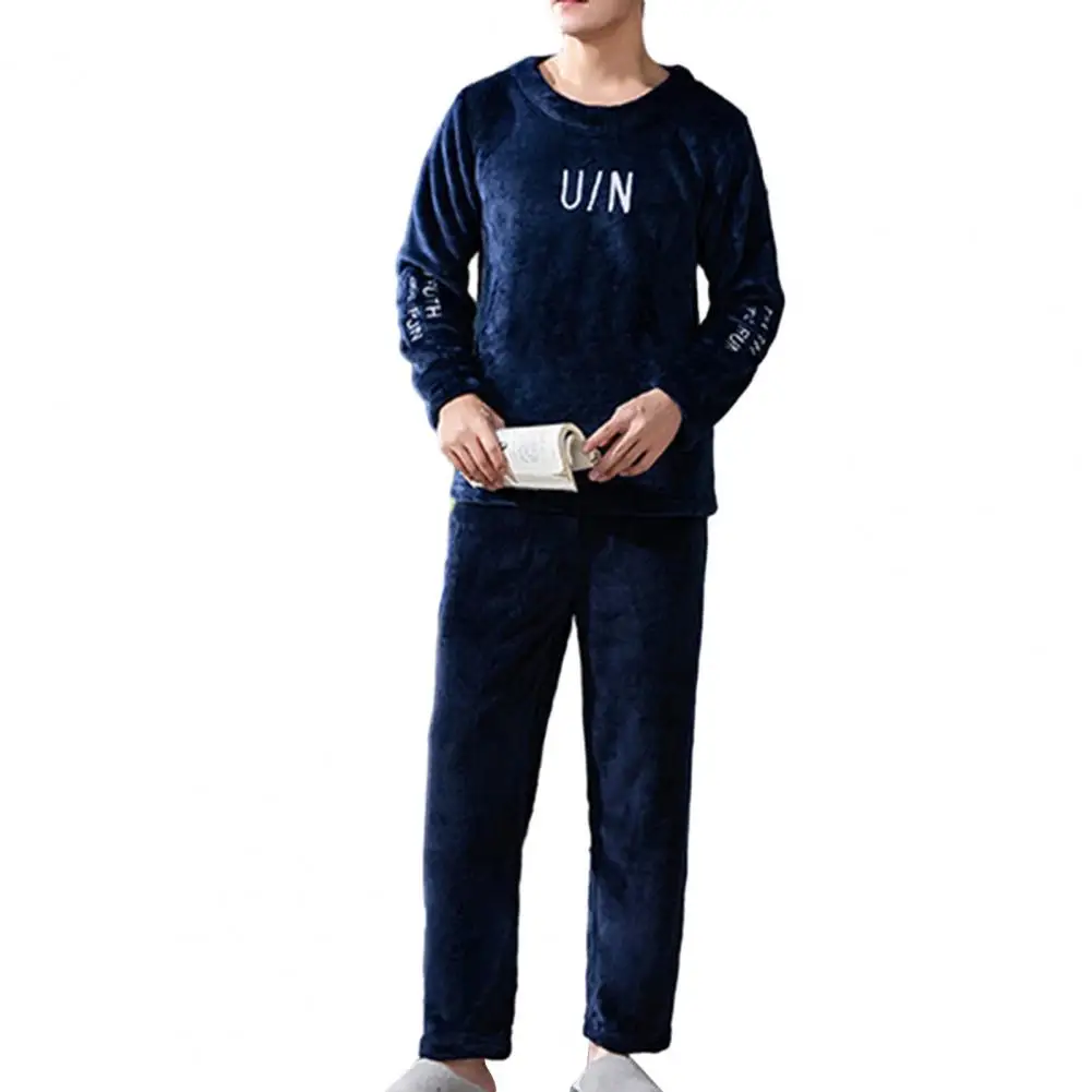 Winter Mens Pajamas Sets Soft Velvet Thermal Sleepwear 2 Pieces Set Flannel Pijamas for Men Casual Long Sleeves Fluffy Homesuits pajamas set man pajamas set flannel pajamas set plush pajamas