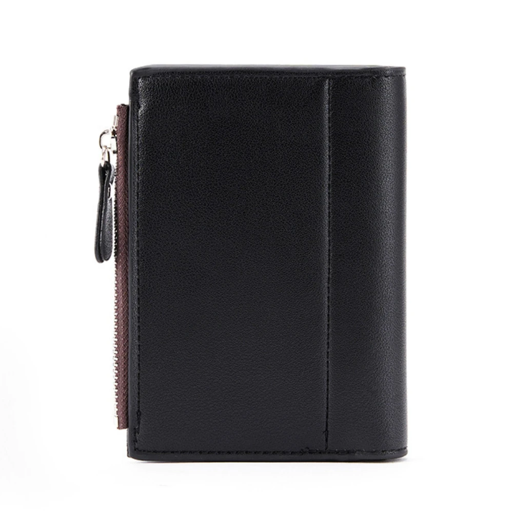 Snap Button Mini Short Wallet - Black