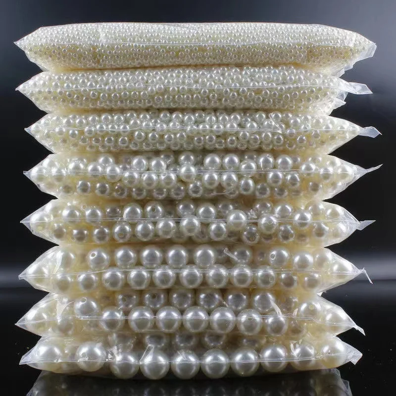 4Mm 5Mm 6Mm 8Mm 10Mm Mixed Pearl Beads Abs Imitation Pearl Beads Ivory Round Perforated Pearls For Needlework Handmade Diy Craft
