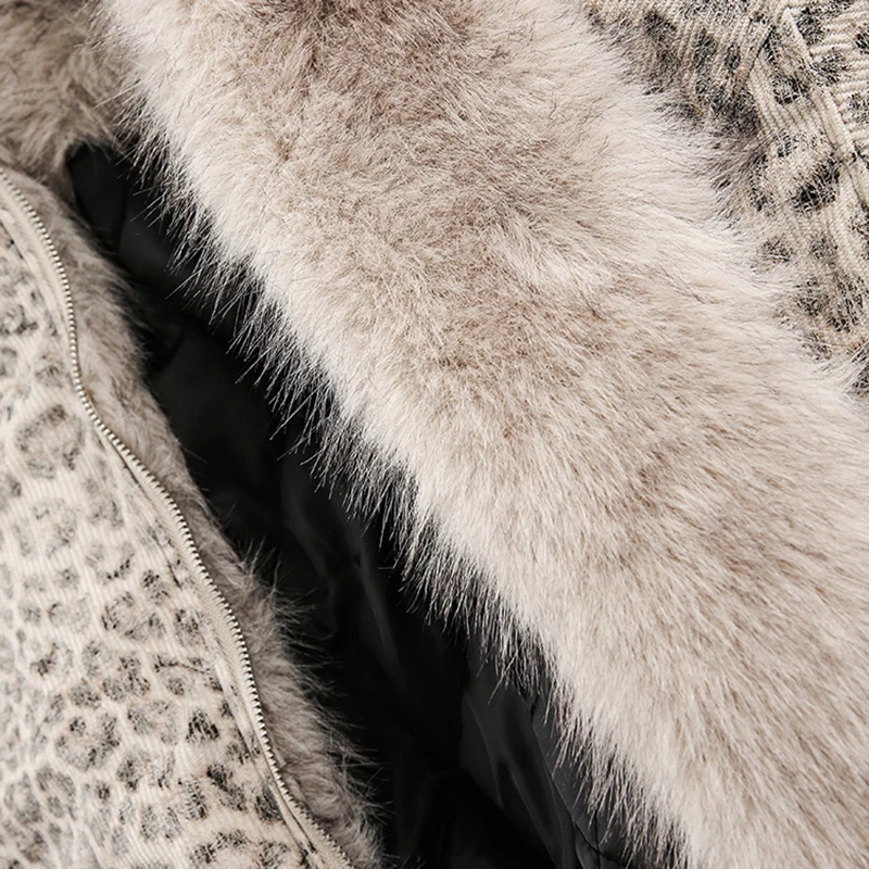 Sweatshirt jacket cotton jacket Men's Fleece Jackets Hooded Leopard Print Fur Thick Padded Coats Thermal Contrast Color Male Clothing CPG2405