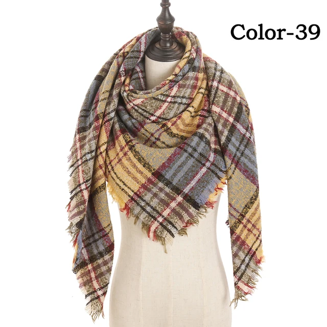 2021 new Cashmere Scarf For Women Plaid Knitted Triangle Pashmina Winter Warm Shawl Wraps Bufanda Female Soft Neck Echarpe UE-39