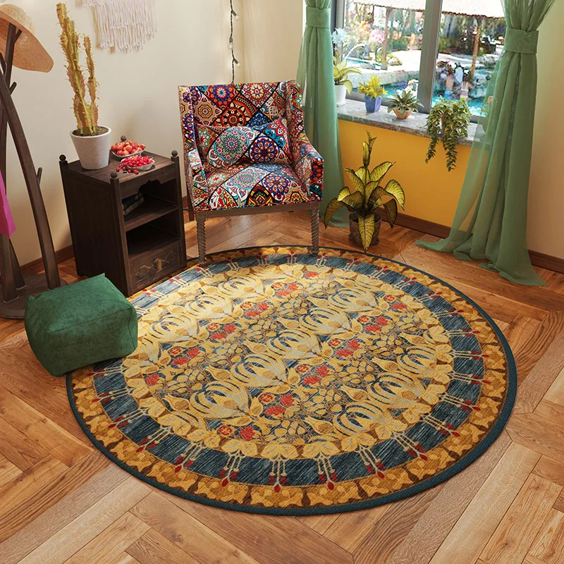 Round Vintage Carpet Living Room Decoration Rugs Persian Luxury Bedroom Decor Carpets Washable Lounge Rug Non-slip Floor Mat non slip carpet