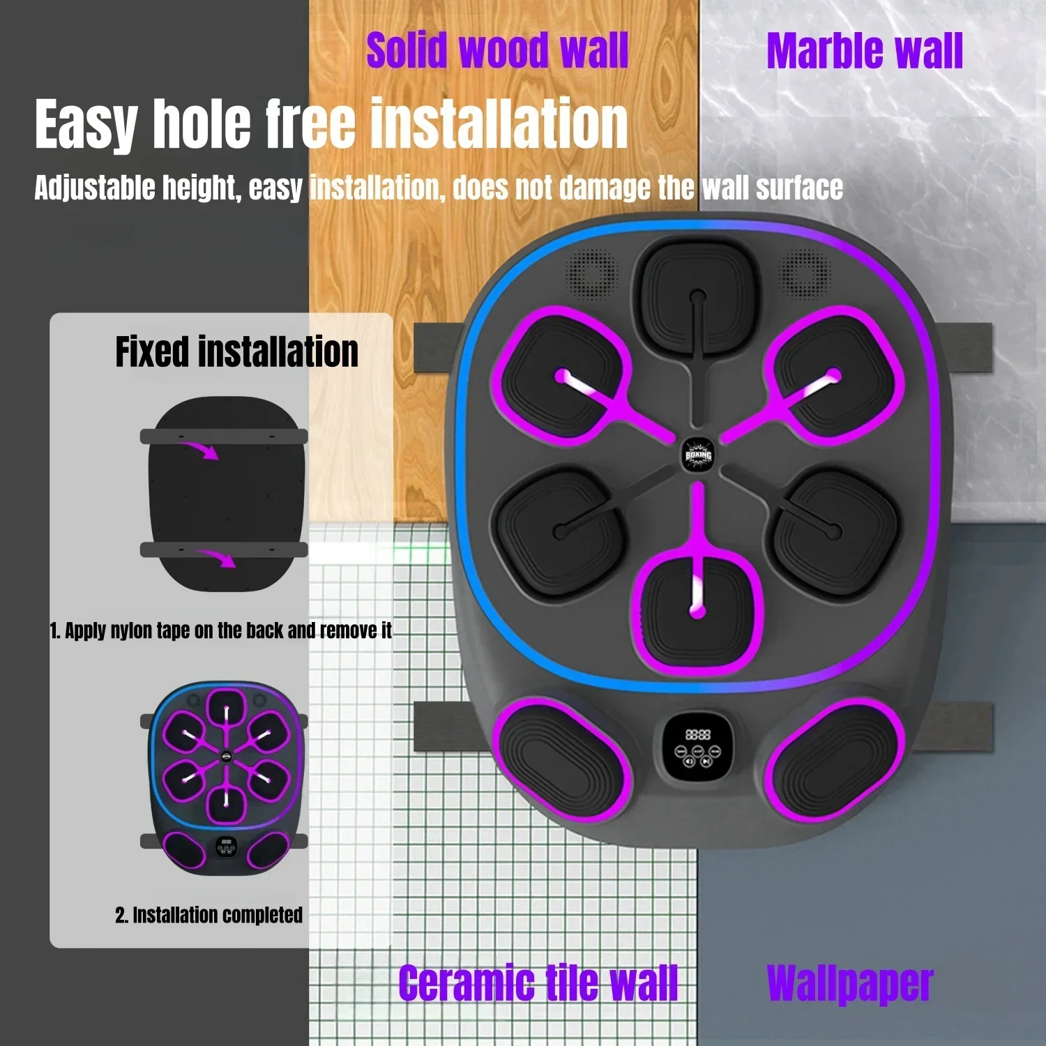 LED Light Smart Music Boxing Machine Boxing Training Wall Target Adult Children Sports Fitness Trainer Punching Equipment