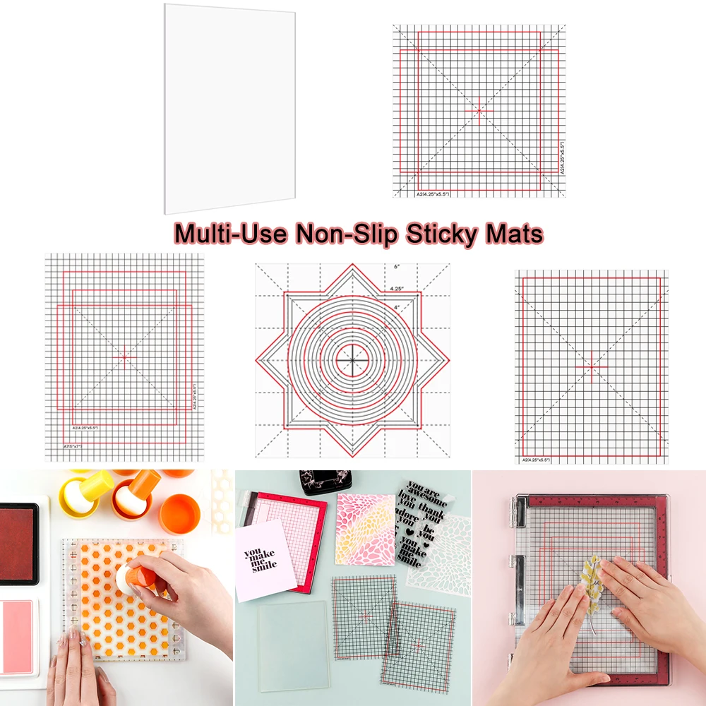 

Multi-Use Non-Slip Sticky Mats Photopolymer Grip Mat Fit For Stamp Positioning Tool Stick Mats To Hold Cardstock in Place Making