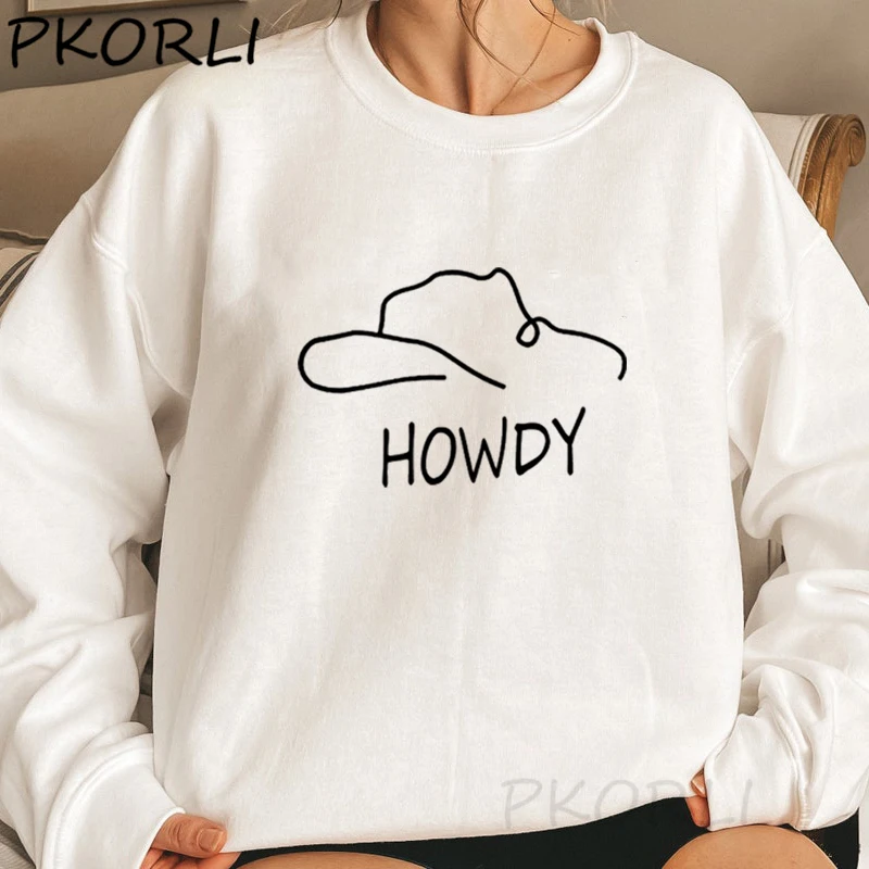 Howdy Cowboys Hat Sweatshirt Women Female Cowgirl Vintage Clothing