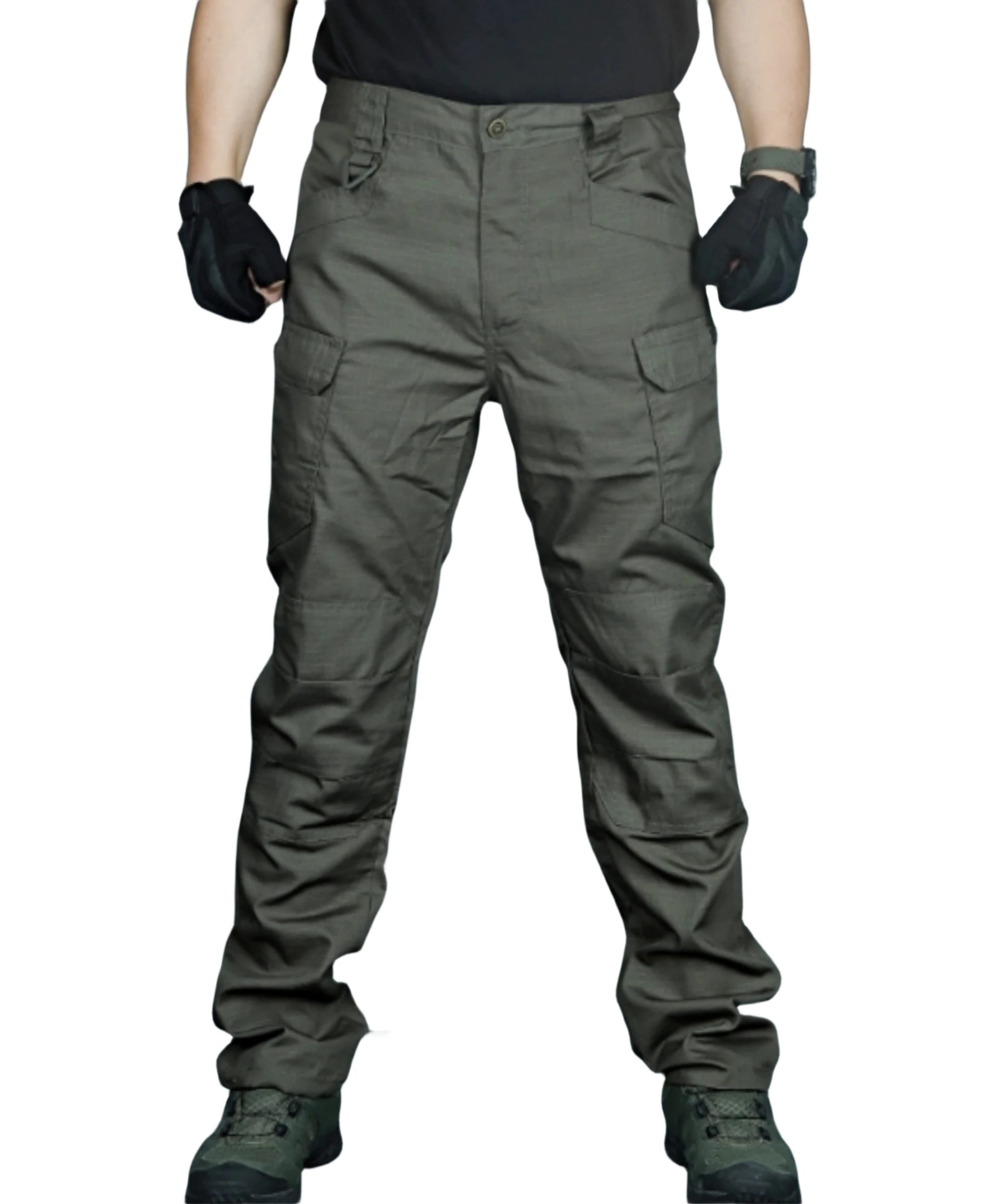 Men's Tactical Trousers Slim Military Pants Outdoor Overalls Straight Training Multiple Pockets Hiking Fishing Casual Pants