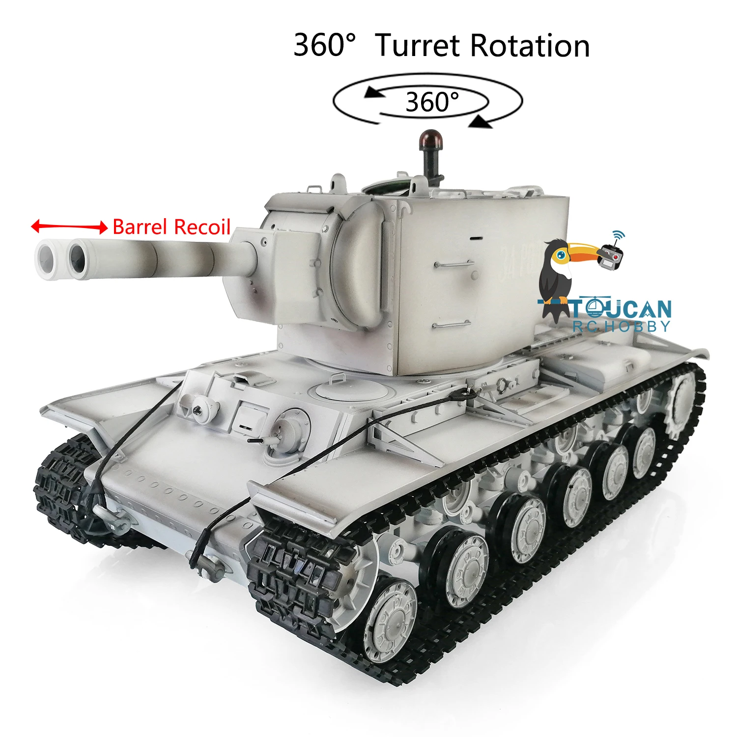 1/16 HENG LONG 7.0 Gigant Soviet KV-2 RC Tank 3949 FPV 360° Turret Barrel Recoil TH20013-SMT4 5