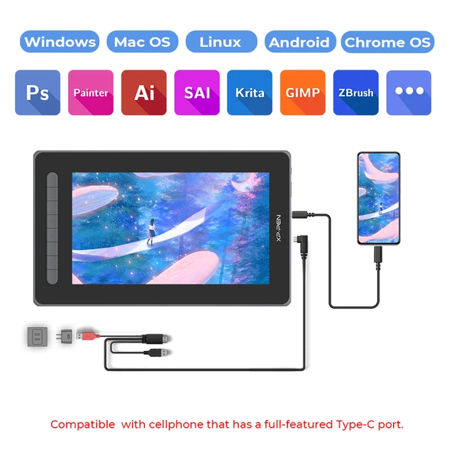 XPPen Artist 12 2nd Gen Tavoletta grafica da 12 pollici Monitor 8192 Livelli 60 Inclinazione X3 Stilo Tavoletta grafica artistica per Android Windows Mac 5