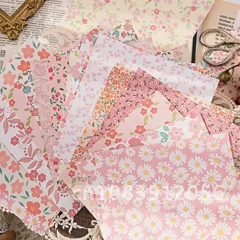 

Bag 30Pcs Retro Floral Theme Paper Material Junk Journal Planner Scrapbooking Vintage Decorative DIY Craft Background Paper