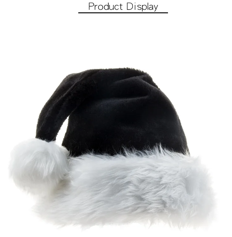 Description Picture 4 of itemThick and Soft Black Christmas Hat with Big Ball for Halloween Party