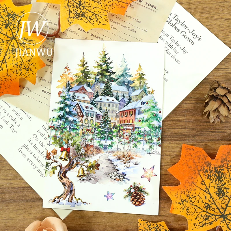 JIANWU 70mm * 200cm 빈티지 매직 포레스트 라이트 풍경 소재 콜라주 스크랩북 PET 테이프 크리 에이 티브 DIY 저널 문구