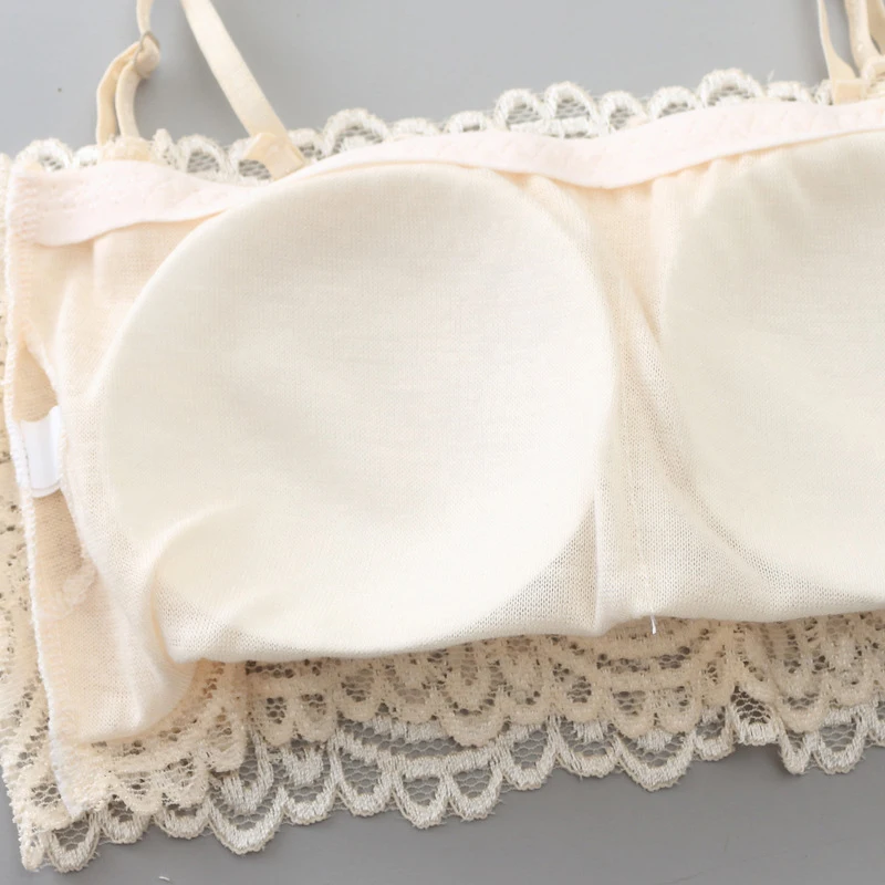 2021 Female Summer Crop Tank Top Women Fashion Deep V Lace Bras Embroidery Floral Tank Top Bra Wrapped Chest Camisole Padded Bra
