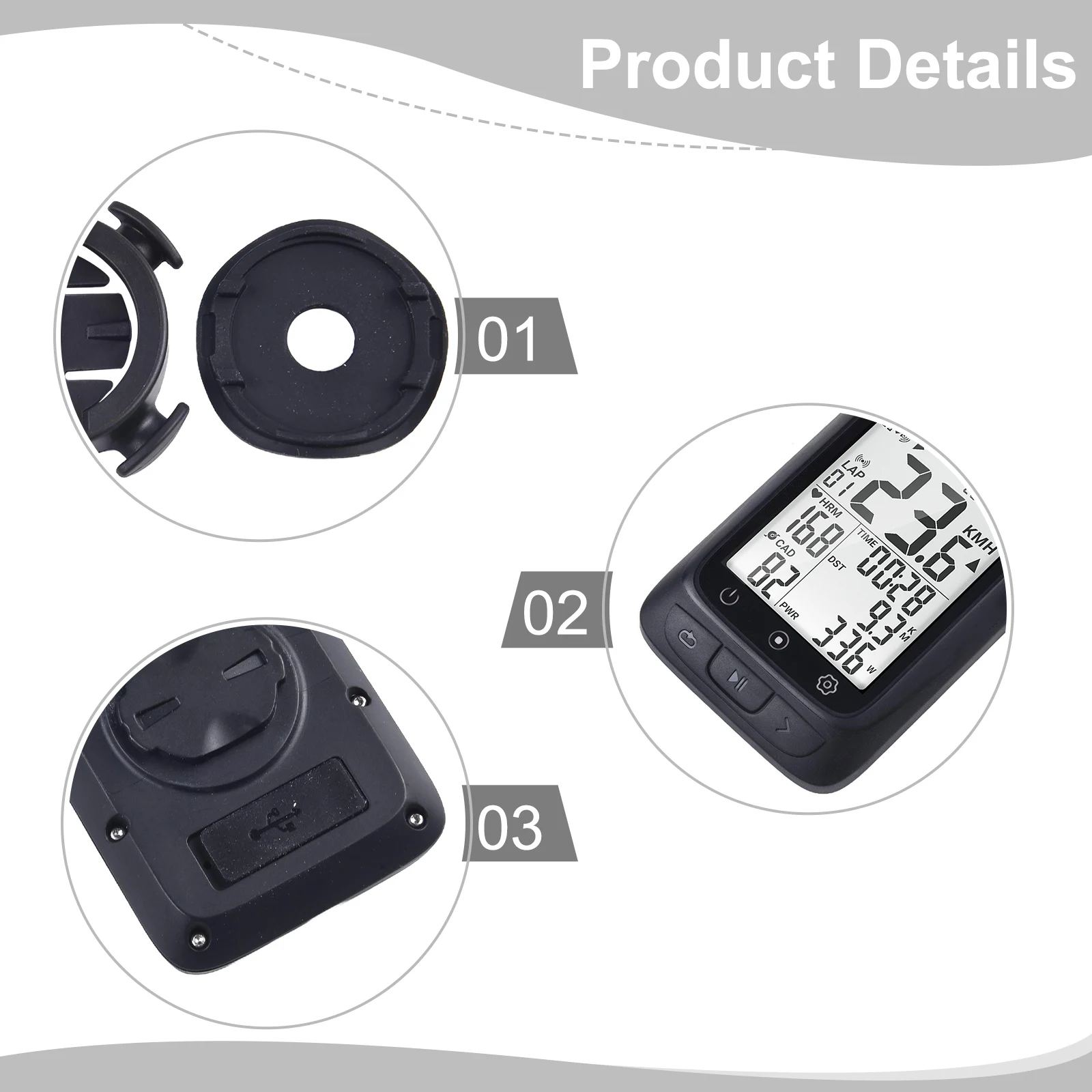 

Readable Display Adapter Base Bike Part Weight 64g User Manual Water Rating IPX7 107 BC Bike Computer Fit File