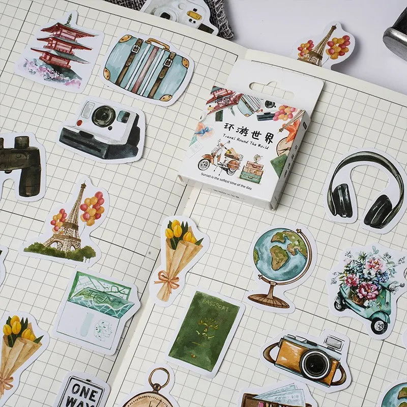 46 Pcs Travel Stickers Scrapbook Decorative Stickers Aesthetic For  Journaling Supplie - AliExpress