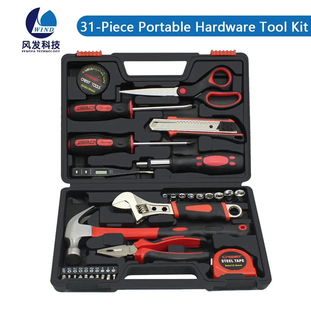 31-Piece home tool repair kit multifunction tools ratchet key set Scissors Socket of work screwdrivers handmade diy electrician 14 pcs ratchet wrenches craftsman ratchet wrench set for home garage emergency