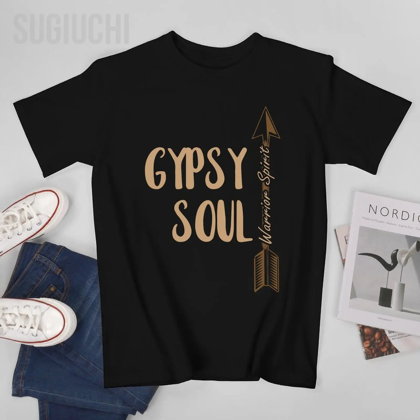 Unisex Uomo Gypsy Soul Warrior Spirit Arrow Wild Heart Fun Hippie Gifts Tshirt Tees T-Shirt Donna Ragazzi 100% Cotone T-Shirt