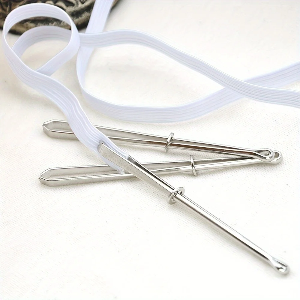 2pcs Elastic Waistband Threading Tools - Metal Guide Pins with Ergonomic Handles for Sewing Machine, DIY Crafting, Trouser