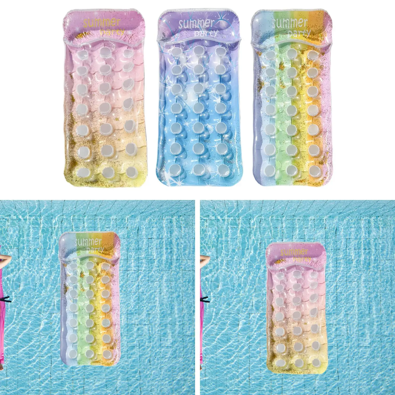 Inflatable Pool Float Raft Water Park Summer Floating Row Party Portable Adults Lounge Bed Water Hammock Mattresses Bed